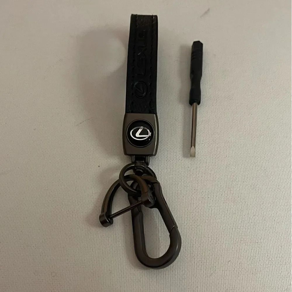 Lexus Logo Key Fob Keychain in Black Leather NWT